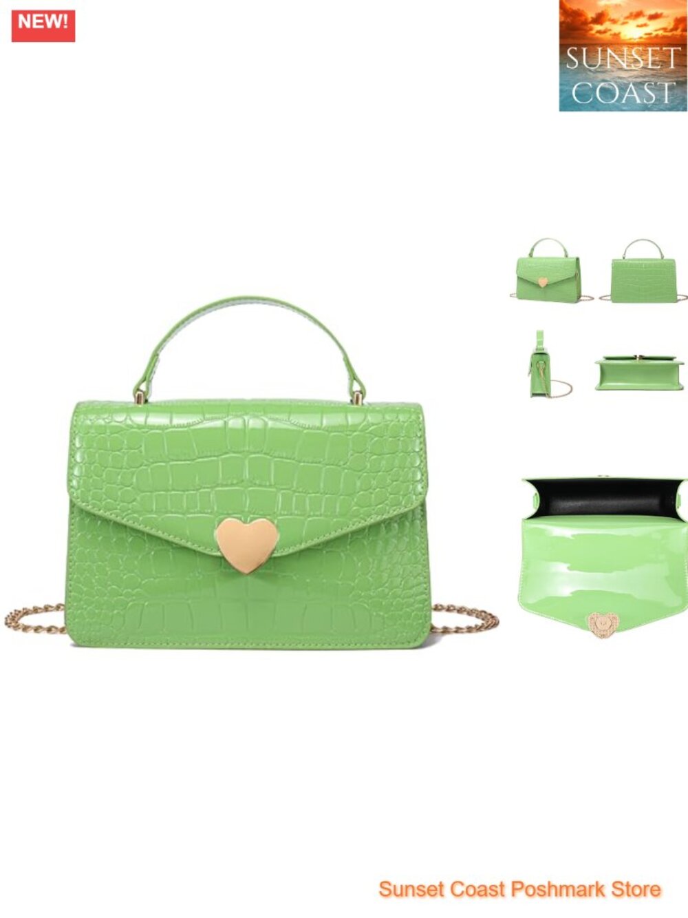PU Leather Crossbody Satchel Purse with Magnetic Closure Heart Shape